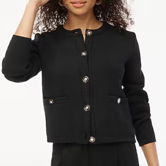 NWT J. Crew Factory Black Cotton lady jacket cardigan sweater SZ M - Picture 1 of 6
